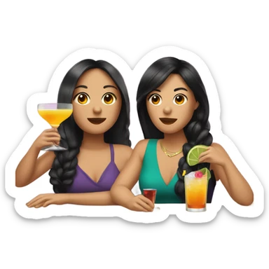 Three kaukasian women drinking cocktails, 2 have Brown hair and 1 has Black hair sticker