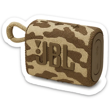 military-themed portable JBL speaker with desert sand and brown colors sticker