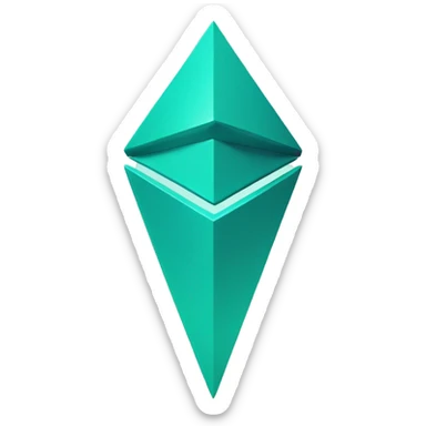 ethereum symbol with teal and torquoise colors sticker