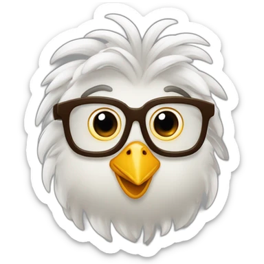 Galinha com cabelos loiros e oculos deitada numa cama de luxo sticker