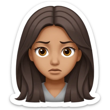 Eyes rolling Tammy with long dark brown hair. She is rolling her brown eyes because she is annoyed. Add gray hair, but not fully sticker
