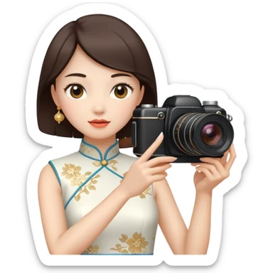 cheongsam ancient white fox with camera sticker