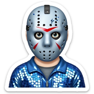 Jason Voorhees with blue grey sequin outfit  sticker
