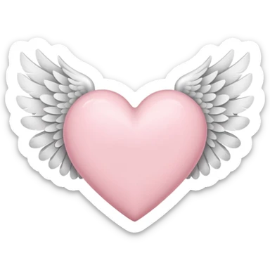 a soft pink heart with wings sticker