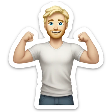 full body raised arms light curl blonde 30yo man blue eyed pale skin sticker
