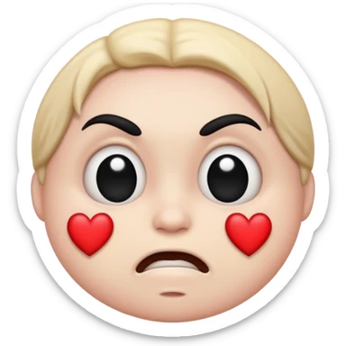 mad emoji with black hearts around head sticker