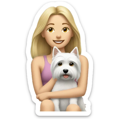 A girl resting in her Balcony with her Westie dog sticker