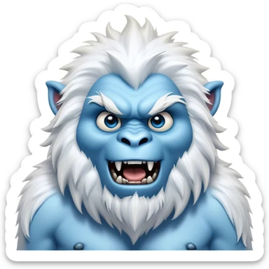 Cinematic Realistic WoW Yeti Portrait, head tilted dramatically with an exaggeratedly amused expression, blending epic primal power with an unexpected hint of playfulness. His robust, shaggy fur and expressive ice-blue eyes are rendered with lifelike texture and dynamic, frosty lighting, high shine, dramatic yet whimsical, capturing the essence of a yeti whose epic might is softened by a mischievous glint. sticker