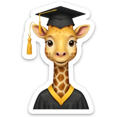 happy giraffe wearing a graduation cap sticker