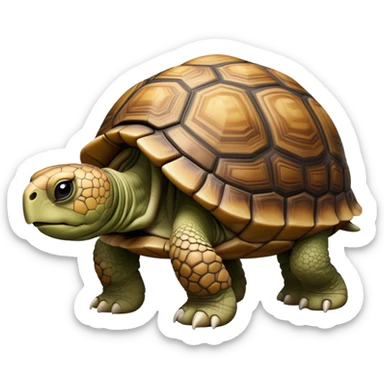 cinematic-tortoise-realistic-full-body-walking-emoji,-sturdy-domed-shell-in-rich-earthy-tones,-thick-scaled-legs-moving-slowly-but-deliberately,-wrinkled-wise-face-peering-ahead-with-calm-determination,-large cute eyes-reflecting-centuries of wisdom sticker