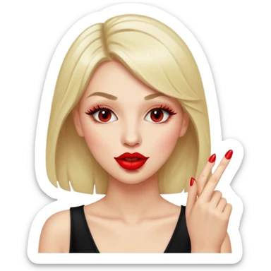 🙎🏻‍♀️ este emoji se tiene que estar mordiendo el segundo dedo, el que está a un lado del dedo, tiene que ser mujer  sticker