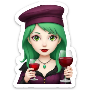 vampire green hair Drink holders with hat  sticker