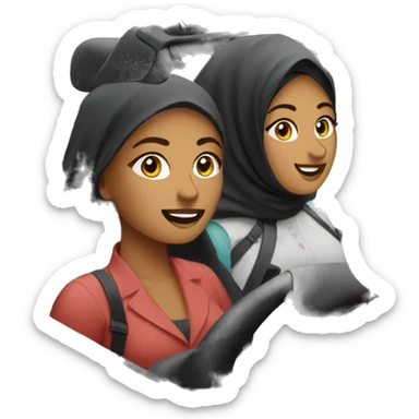  two Muslim woman driving Mercedes convertible sticker