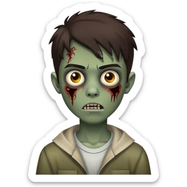 boy zombie teen with dark brown hair medium sticker
