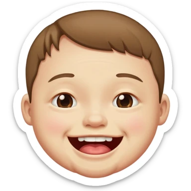 Jaw dispositioned large amount of drool from mouth, drooling,inward  cross eye, downsyndrome sticker