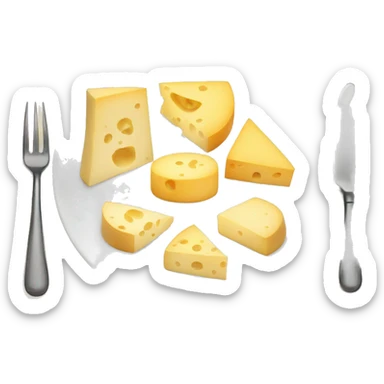 different cheeses with hidden faces on a plate sticker