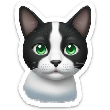 black and white cat with green and blue eyes sticker