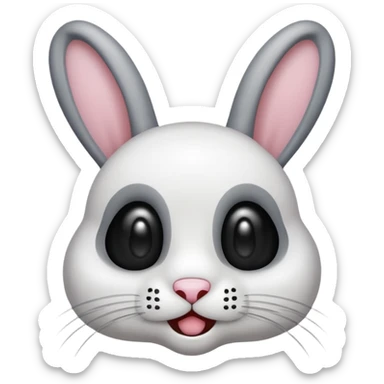 emoji d'une tête de lapin squelette noire qui dit bonjour de la main sticker
