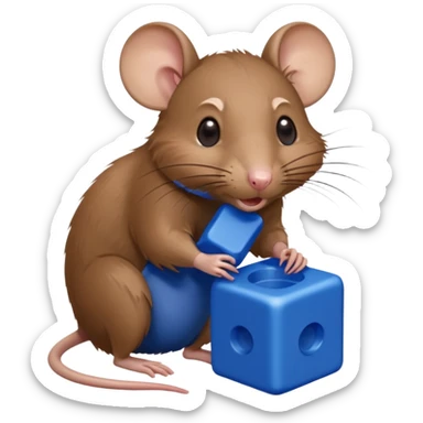 raton comiendo bloque azul sticker