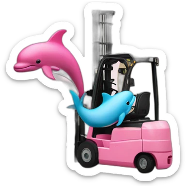 Pink Dolphin drive a Forklift sticker
