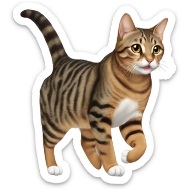 A brown tabby cat flopping bird sticker