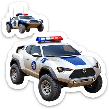 Star Wars’s Range trooper’s police evil darkly night blue Dirty and dented Local Motors Rally Fighter off road race car hot rod meets 2013 scion fr-s trophy truck-style basher flying down a dusty road catching everything (silver wheels) sticker