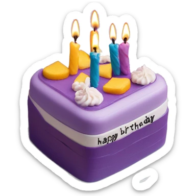 Purple Colored bento birthday with frosting and written on the cake "happy birthday" in flowy letters sticker