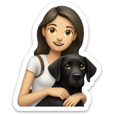 a black labrador with a brunette Spanish girl  sticker