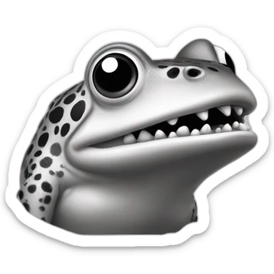 a frog with a massive jaw, black and white, view from the side sticker