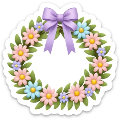 flower wreath with pastel colors, in a shape of an egg sticker