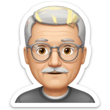 Homme 66 ans cheveux gris en brosse et barbe grise de trois jours lunettes  sticker