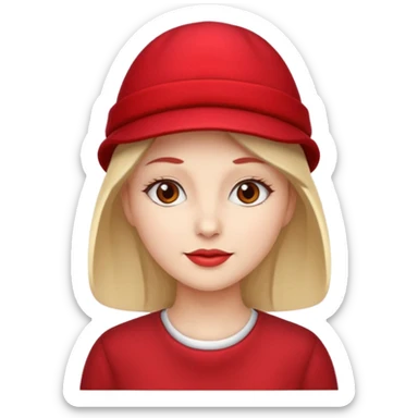 different woman with red hat sticker