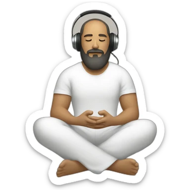 white man with large beard and headphones meditating while sitting sticker