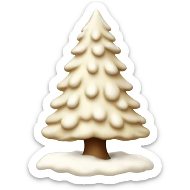 Cream colored Christmas tree with snow  sticker
