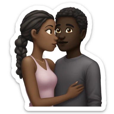 darkskin male with lightskin female kissing cheek sticker