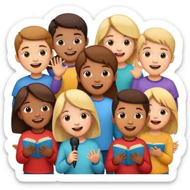group of children singing together, joyful and friendly sticker