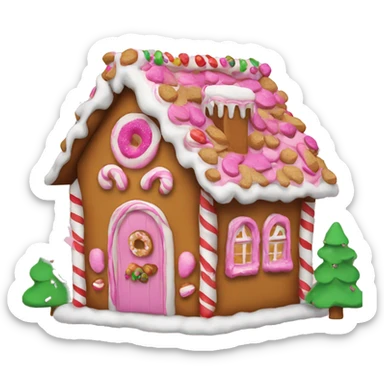 gingerbread house with pink toppings sticker