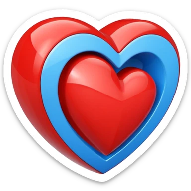 A geometric red 3D heart with a blue star inside sticker