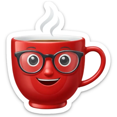 talking teacup red with glassess sticker