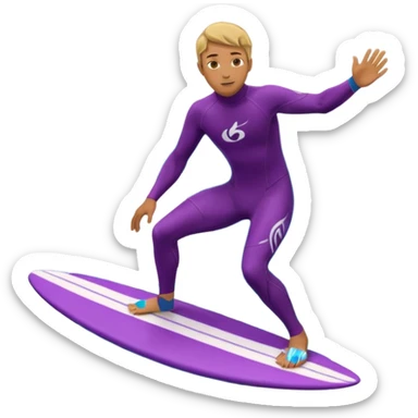 glitter surfer purple surf in wave ocean cian sticker