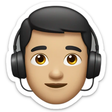 A man wiht brown Eyes and black short hair light skin with gamaing Headphones sticker