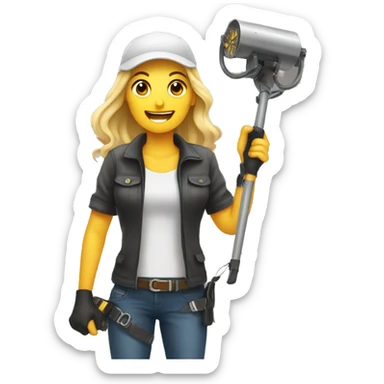 Pretty woman holding a metal detector dirt sticker