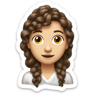 une meuf brune avec les cheveux bouclé et long sticker