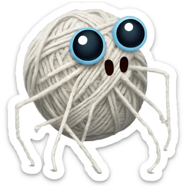 spider holding a ball of yarn and knitting needles sticker