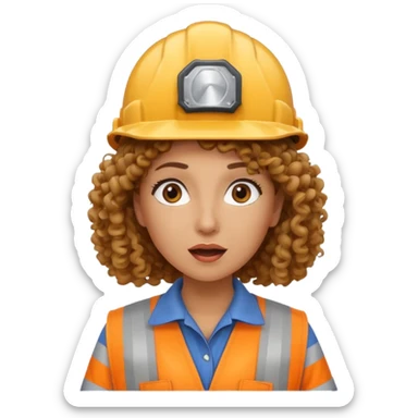 surprised construction worker curly haired woman  sticker