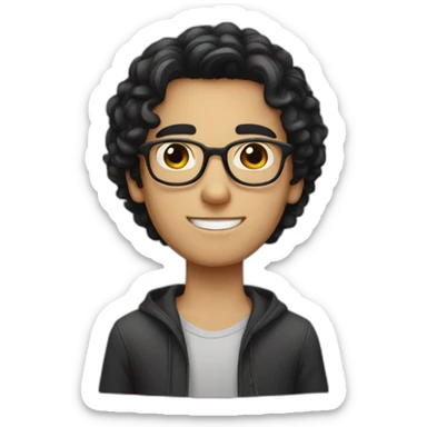 a dark hair young guy with round head and glasses sticker