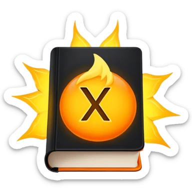 A bright orange book with a black, bold X with an edgy texture, exuding energy and pure, unapologetic confidence..yello waura.. unstoppable sticker