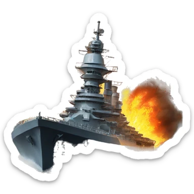 Battleship on fire sticker