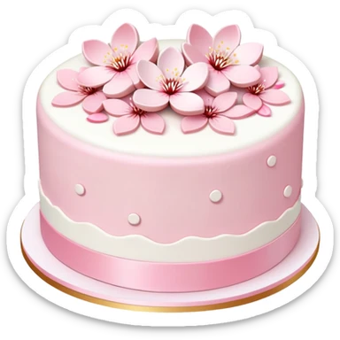 Cute Pastel pink and white Cherry Blossom Sakura Cake sticker