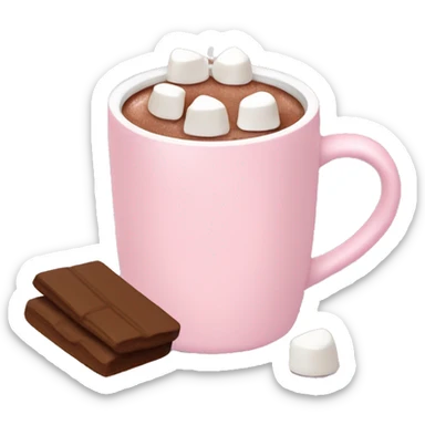 Light Pink mug of hot chocolate with marshmallows  sticker